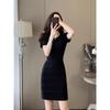 JK&JS Summer Round Neck Short Sleeve Knit Bodycon Dress