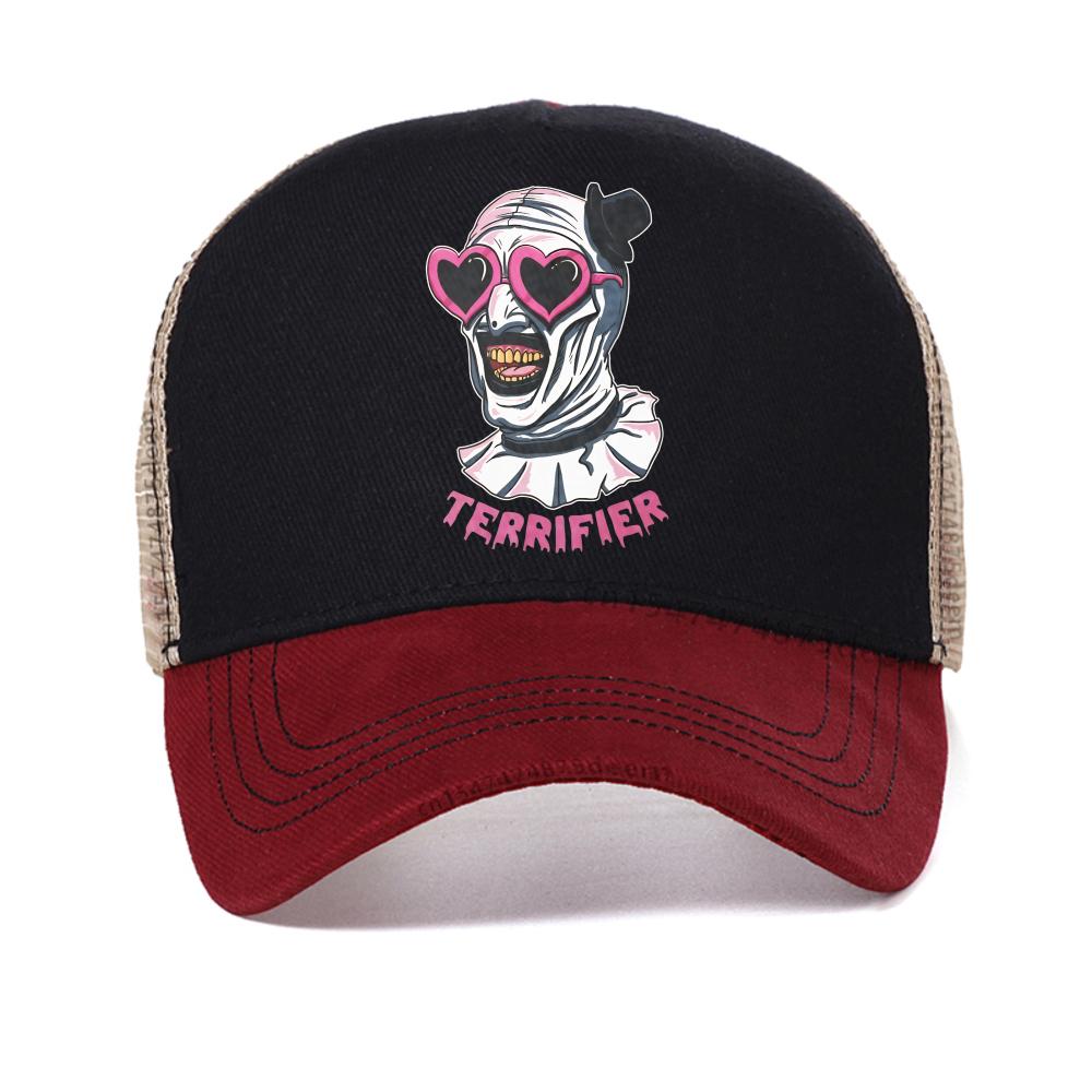 

Terrifier Art Clown Heart Glasses Breathable baseball cap Fashion Gift Idea mesh Snapback hat Adjustable casual Trucker Hats Adjustable красный