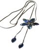 Japan and Korea fashion symmetrical crystal symmetrical sweater versatile necklace five-petal flower pendant accessories crystal exquisite