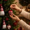 Christmas Ornaments Set with Faceless Santa Hanging Decor, Painted and Flocked Tree Balls, Box