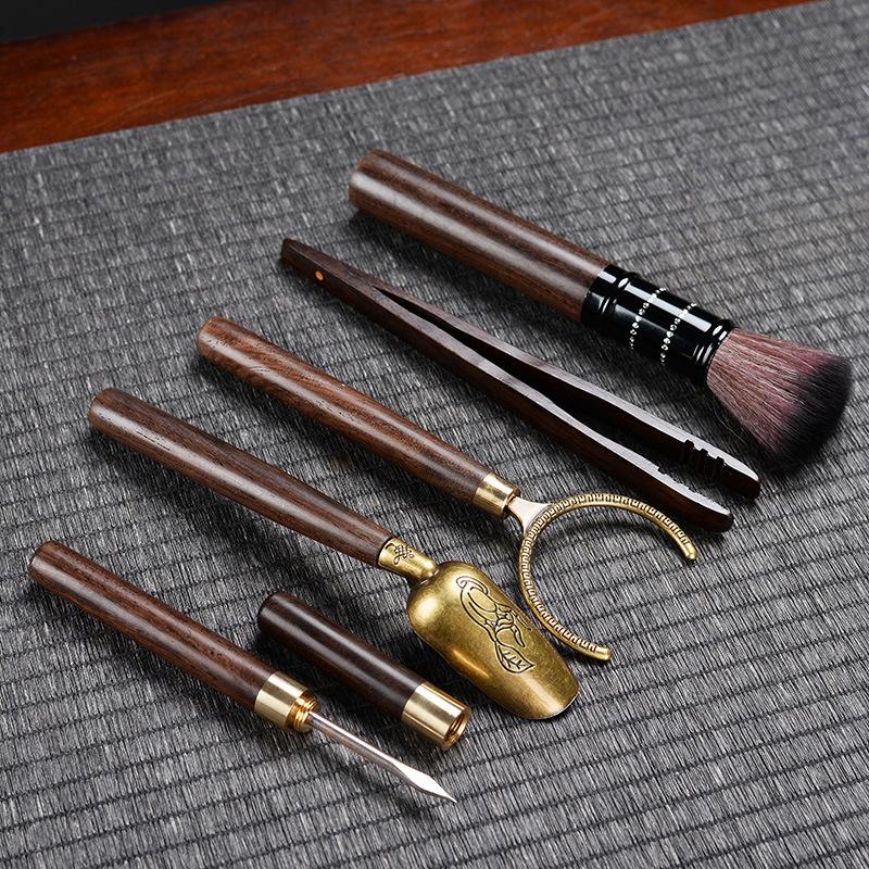Chinese Tea Ceremony Set Kung Fu Tea Set Including Tea Brush Spoon and Needle Suitable for Tea Lovers эбеновый