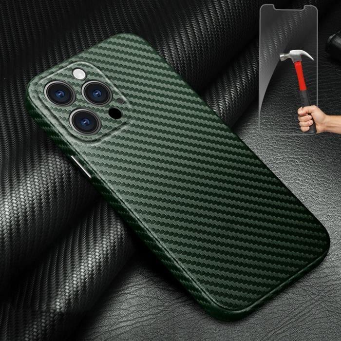Coque de protection - BOOLING - pour iPhone 13 Pro - Vert nuit - Motif mosaïque - Souple