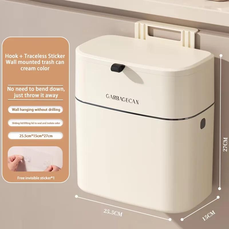 Stylish Home Kitchen Toilet Hanging Trash Can - Large Capacity Square Design Convenient Flip Cover