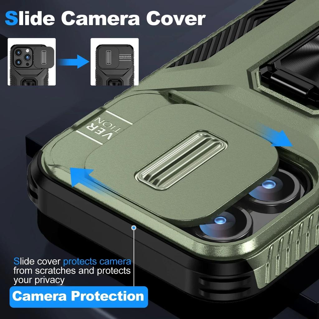 Coque Hybride Robuste Armor pour IPhone 16 Pro Max 15 11 12 13 14 Xs XR 8 7 Plus SE 2022 Fenêtre Coulissante Poussante Coque Otter Boîte Support Housse de Protection