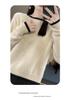 Women's Loose Color Block Cashmere Wool Sweater - Round Neck, Thick, and Stylish for Autumn & Winter