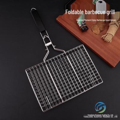Portable Stainless Steel BBQ Grill Net for Fish, Meat & Vegetables – Foldable & Thickened Outdoor Mesh Clip