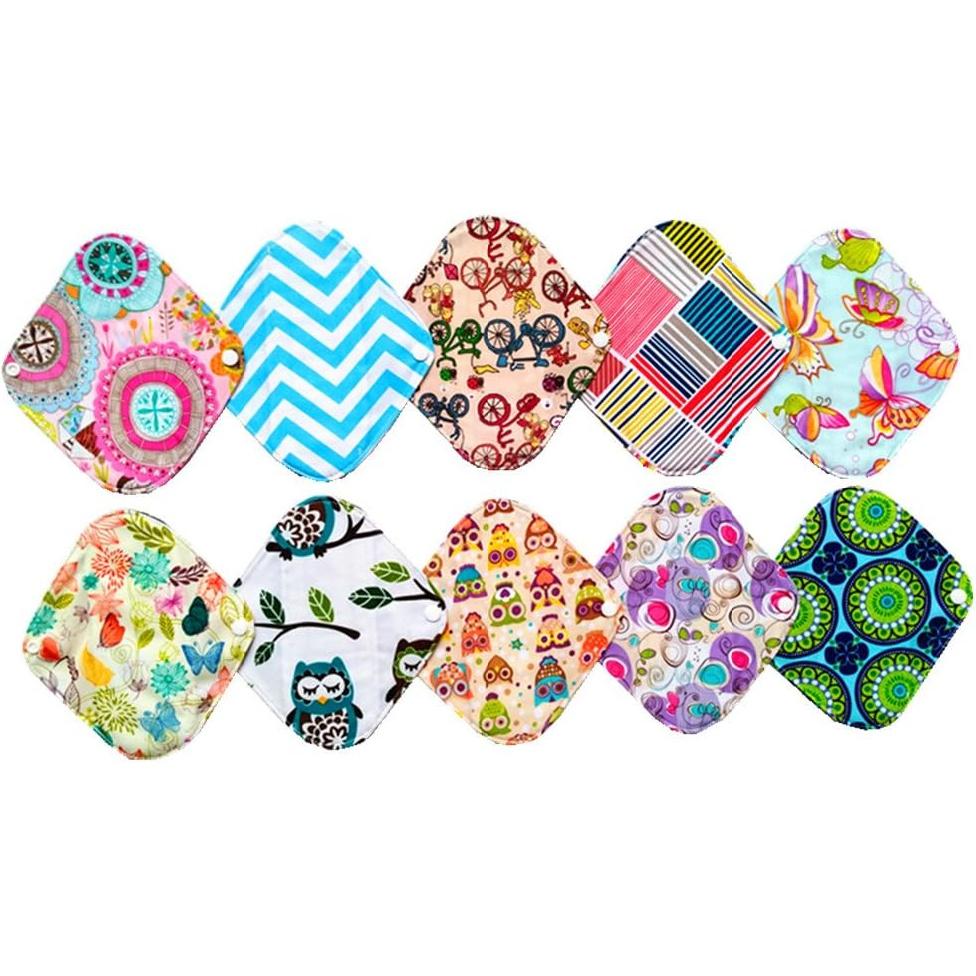 10PCS 8 Inch Reusable Washable Menstrual Pads Sanitary Pads Panty Liner