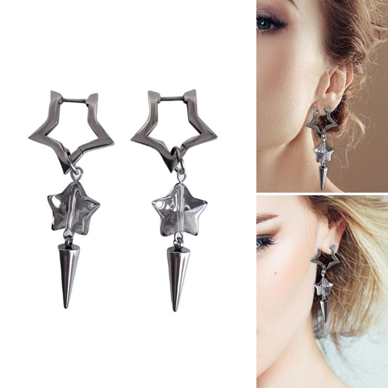 Trendy Asymmetrical Star Conical Earrings Comfortable Ear Rings Accessory Handmade Women Jewelry for Daily Wear