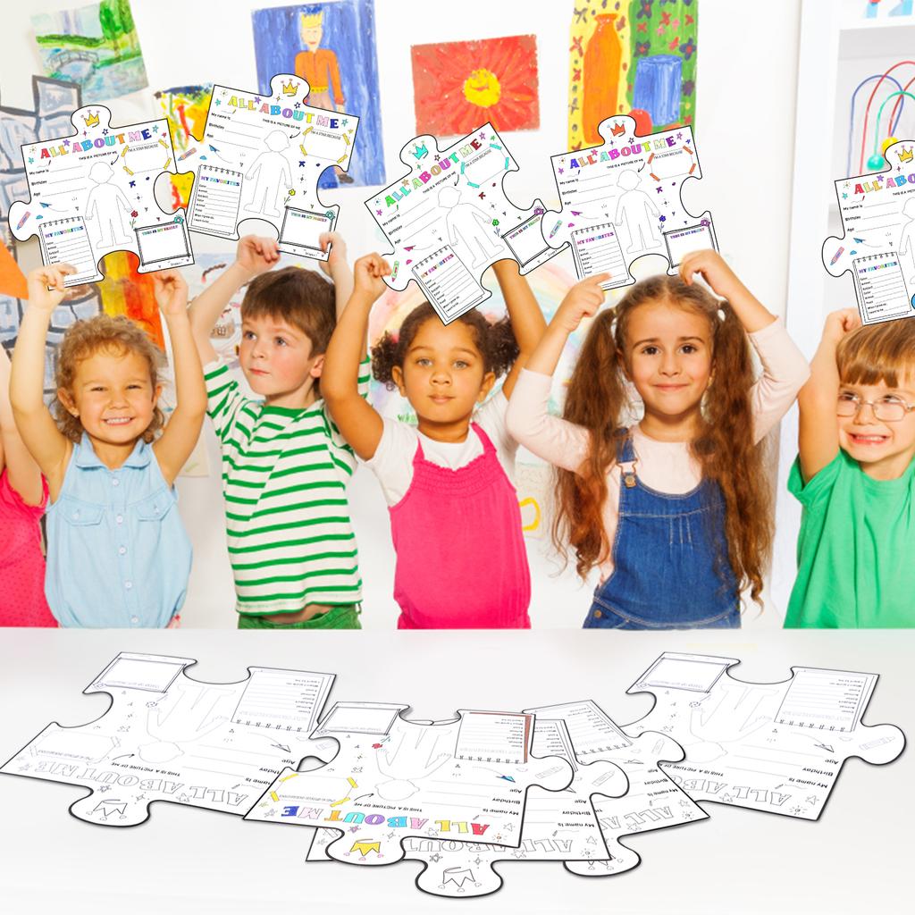 50 Pcs All About Me Poster Star Students Poster First Day Of School Fill In Craft Display Poster For Kids Students Teacher Class