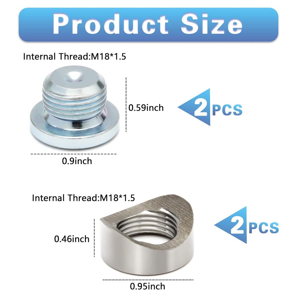 Ledaut M18X1.5 Bung And Plug Notched Style (2 Bungs/ 2 Plugs) Notched Style Fitting Bungs M18X1.5