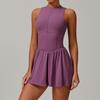 Womens Athletic A-Line Dress With High Neck Built-in Shorts Running Yoga Tennis Sport Suit