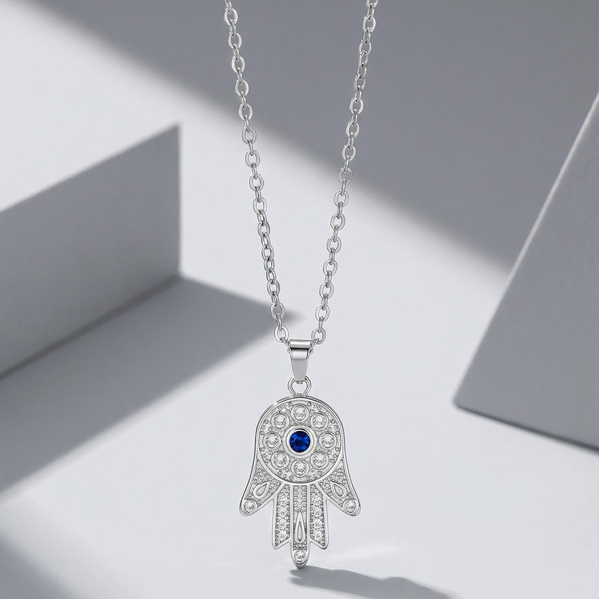 Eye of the Devil Fatima Hand Gold Palm Pendant Necklace - European  American Style