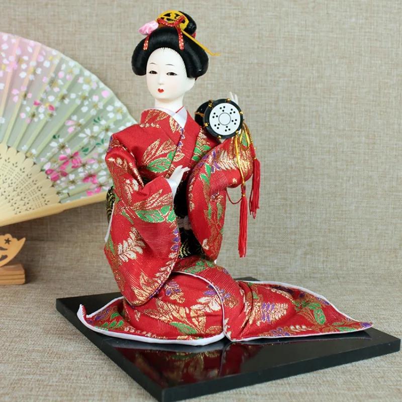 Japanese Kimono Geisha Doll Silk Figure Sitting Posture Style 14inch Japanese Cuisine Decoration Hotel Supplies New Year Gift
