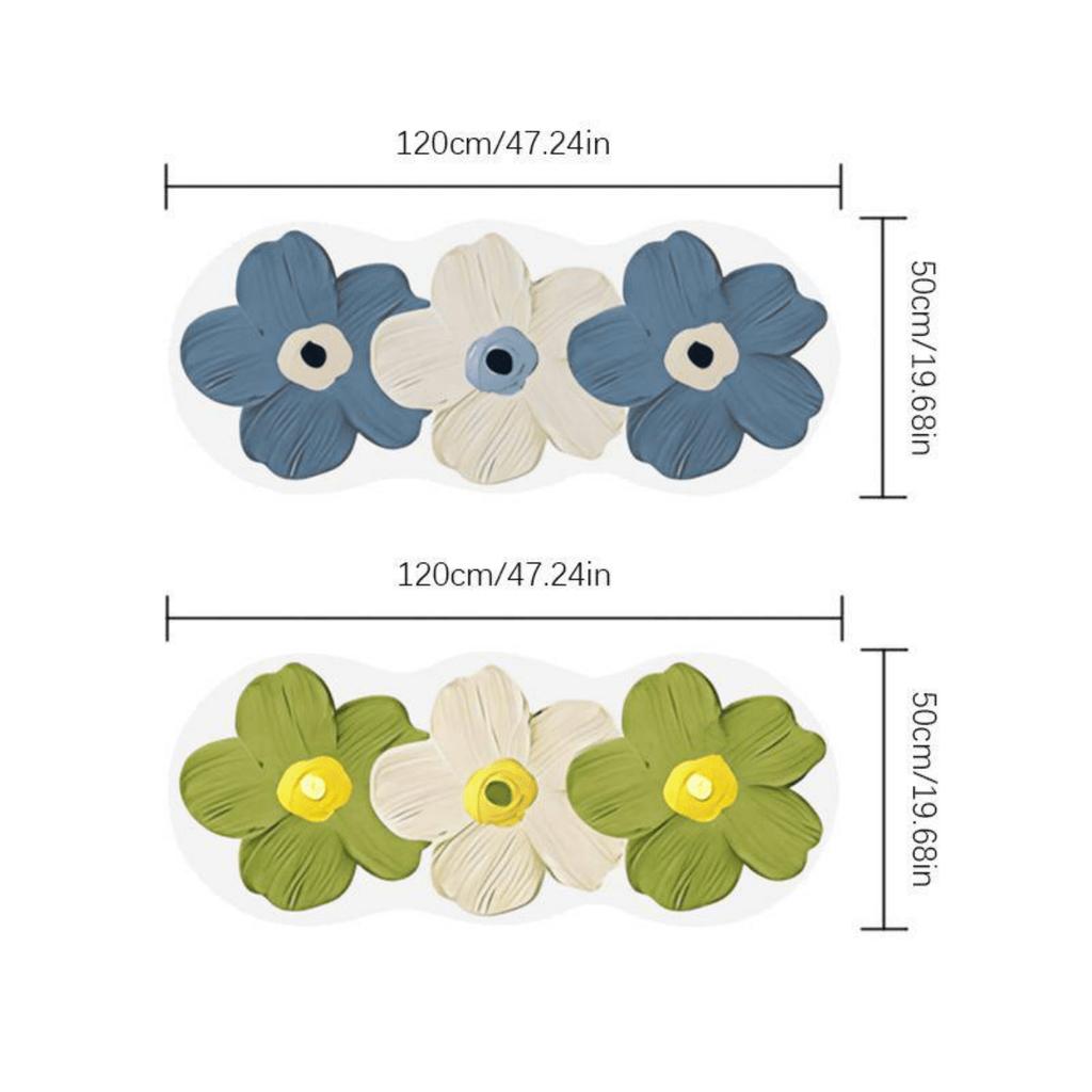 High Pile Polyester Area Rug - Fluffy Non-Slip Washable Carpet with Striped Flower Pattern, Machine Made Irregular Shape Rug for Bedroom, Living Room