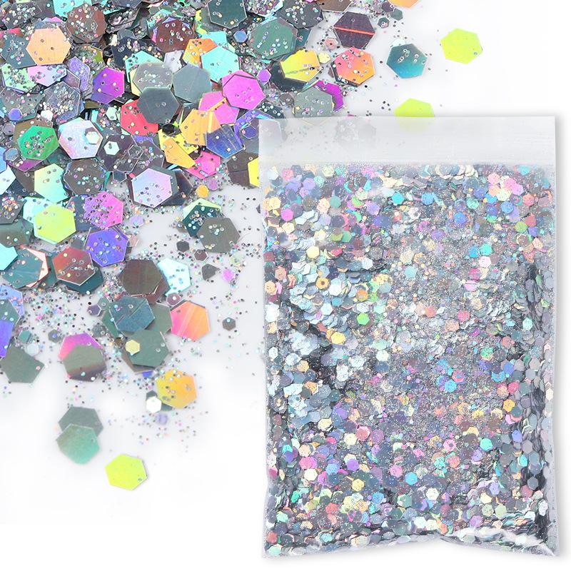 50G Glitter Mixed Hexagon Colorful Sequin Powder DIY Handmade Jewelry Epoxy Resin Making For Mold Nails Craft Accessories