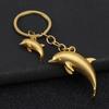 Keychain Pendant Zinc Alloy Dolphin Design Key Chain Easy To Hang Electroplated Metal Key Ring Backpack Car Accessory