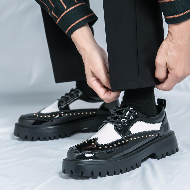 Fashion Rivet Brogue Men Shoes Designer Platform Man Leather Shoes High Quality Men's Loafers Oxford Zapatos De Vestir Hombre