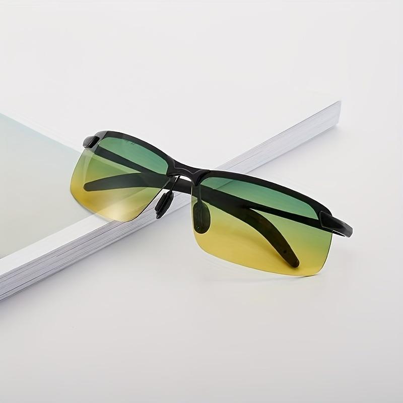 2-piece Set of Comfortable Day and Night Vision Half Frame Glasses - Men's and Women's Fashionable Sports Driving Glasses
