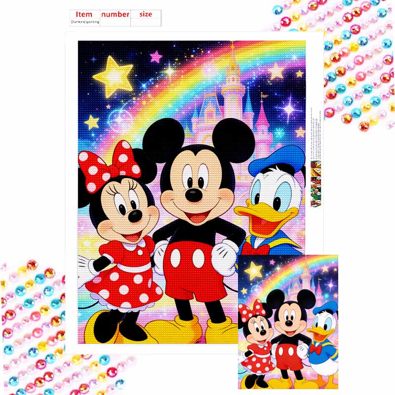 Disney Mickey Minnie Donald Diamond Art Painting Kit Magical Castle Wall Decor Handmade Gift Round 20x30cm