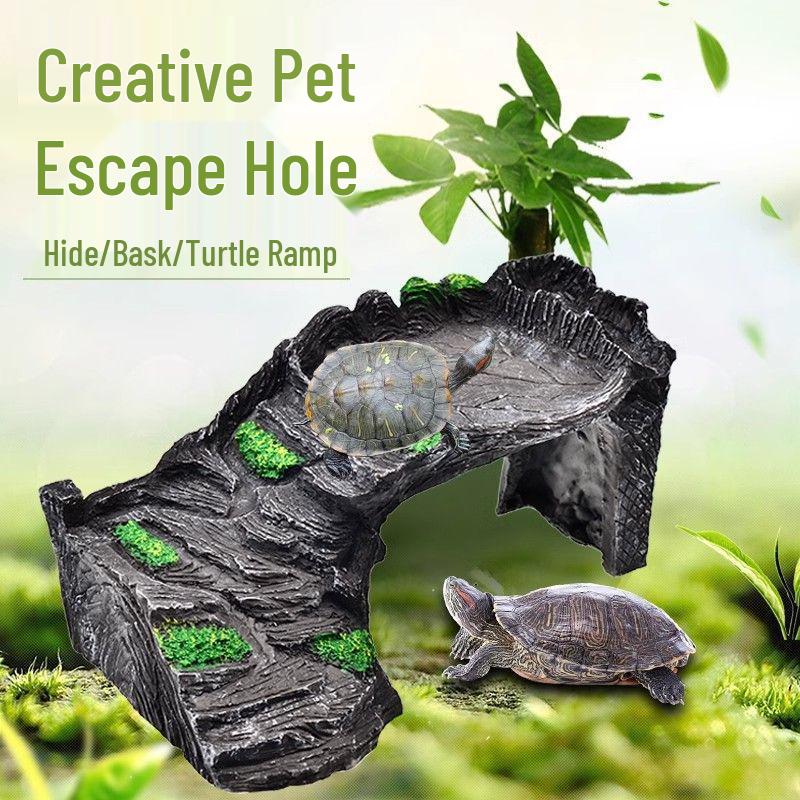 Platformă pentru Broaște Țestoase la Soare și Ascunzătoare: Loc de odihnă plutitor doi-în-unu și rampă de cățărare pentru țestoase cu tâmple roșii și țestoase de iaz chinezești