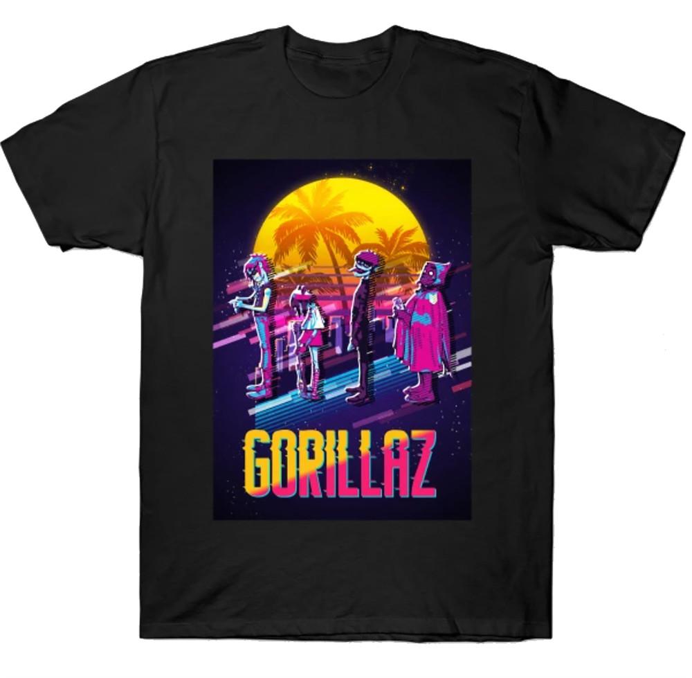 Мужская унисекс футболка Gorillaz с коротким рукавом, S-3XL, черная, фанатское искусство XXL
