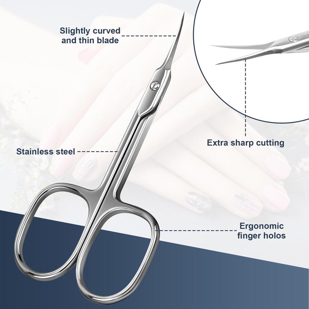 stainless steel cuticle scissors, multi-purpose small nail clipper blade nail and eyebrow, eyelash, nose hair trim