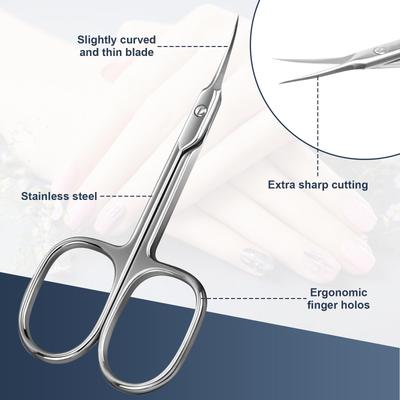 Stainless Steel Cuticle Scissors, Multi-purpose Small Nail Clipper Blade Nail and Eyebrow, Eyelash, Nose Hair Trim