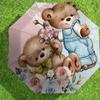 1pc Teddy Bears Flowers Automatic Folding Umbrella, Heavy Duty 8 Rib Iron Frame,  Suitable for Travel, Daily Use, Birthday, Decor Gift m0104025