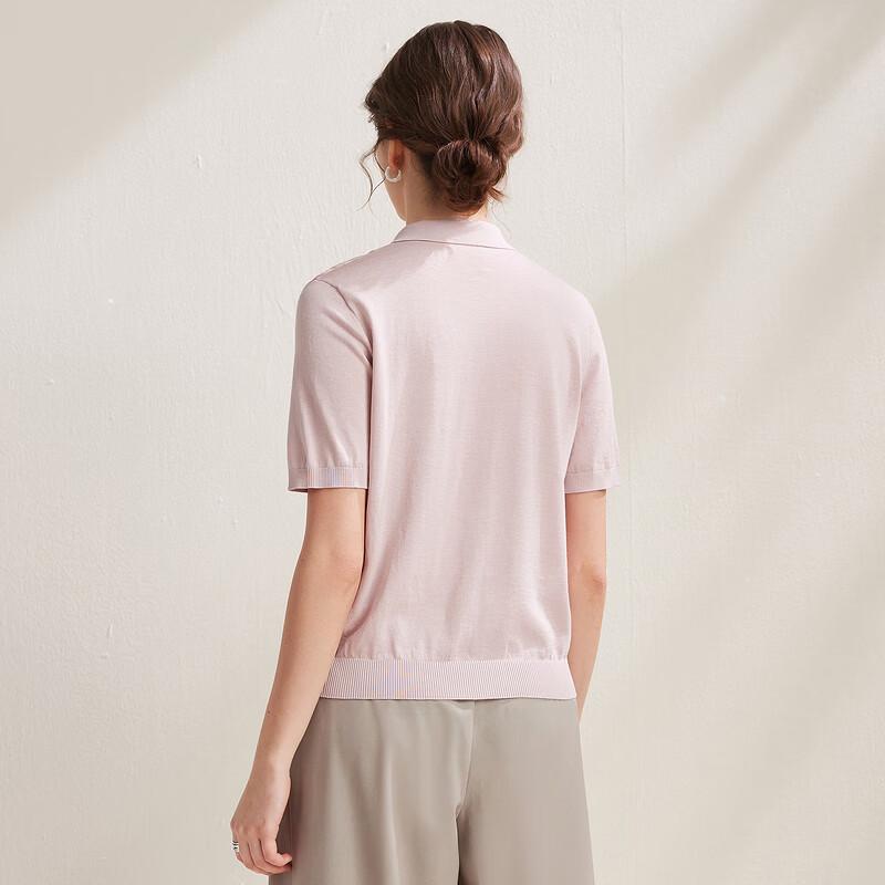 Zhaojun Women's Floral Print Mulberry Silk Polo T-shirt