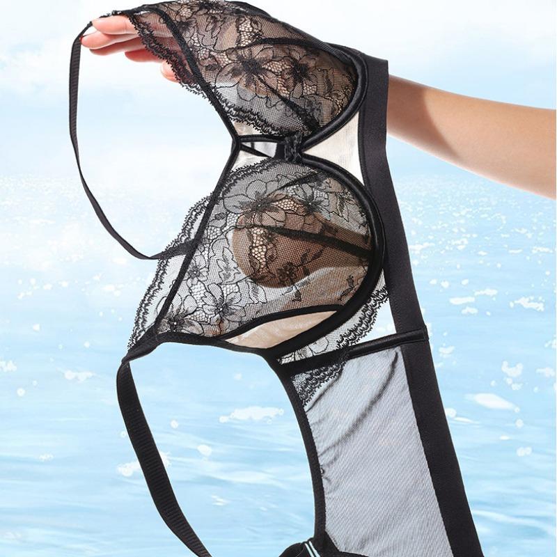 French Lace Crystal Cup Rabbit Ear Bra Soft Steel Ring Adjustment Sexy Push-up Ultra-thin Large Chest Small Underwear