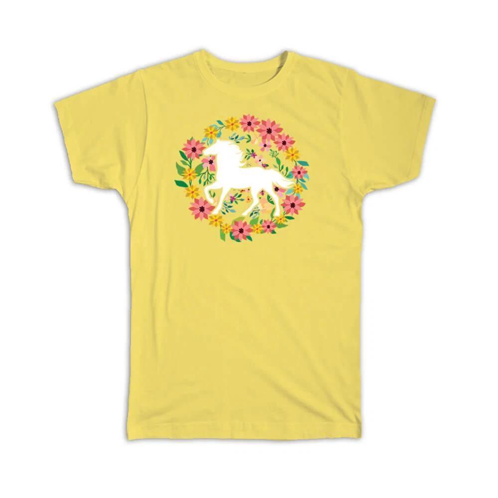 

Gift T-Shirt : Horse Silhouette Flower Wreath For Girl Friend Feminine Birthday 3XL