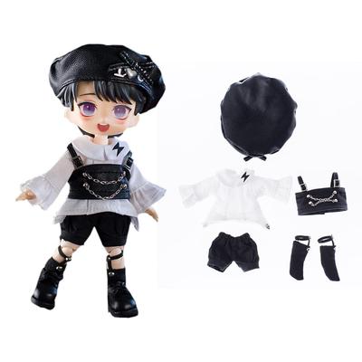 Rakulifey Obitsu 11 Clothes Set (5 Pieces) - Long Sleeve Shirt, Vest, Hat, Shorts, and Socks - OB11 Size Outfit Set for 112 Dolls