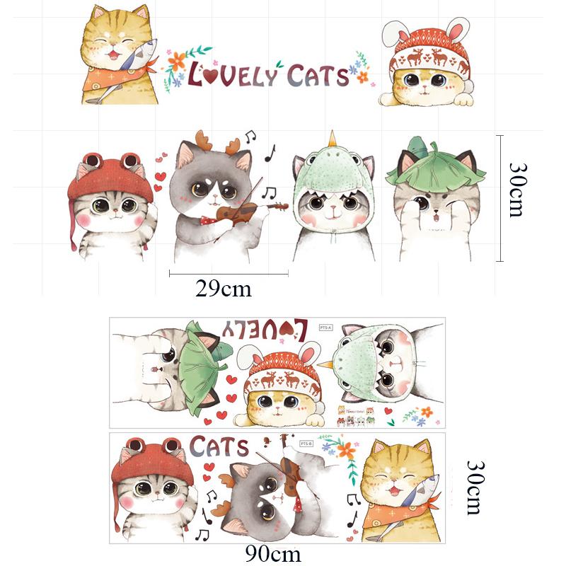 Cartoon süße Katzen Wandaufkleber für Kinderzimmer Kinderzimmer Dekoration Home Decor PVC Aufkleber