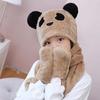 Kapuzenschal Mütze Nackenwärmer mit Tasche Fäustlinge Panda Ohren Kinder Plüsch Ohrenklappenmütze