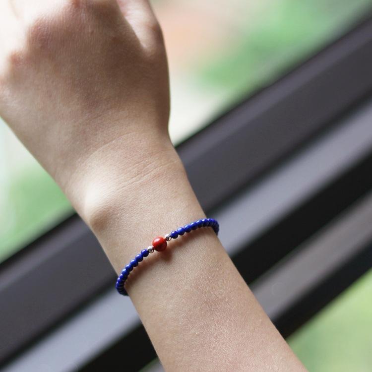 Delicate Natural Lapis Lazuli Bracelet for Women Taiwanese cinnabar9Silver Bracelet Starry Sky Crystal Bracelet