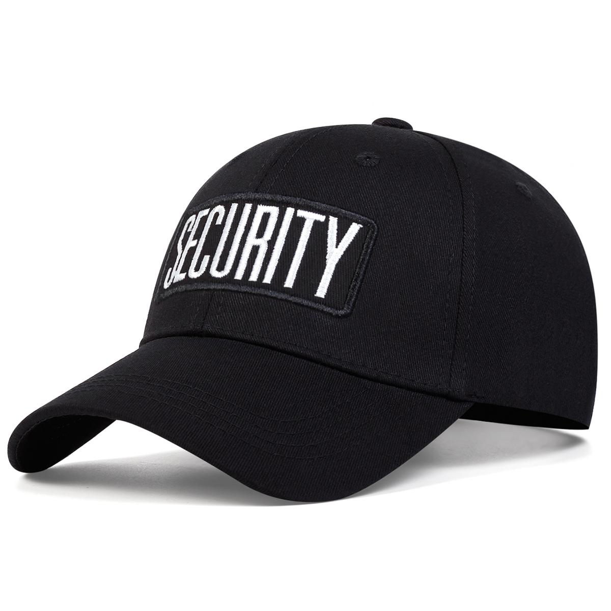 

Бейсболка с вышитой надписью SECURITY, мужская, повседневная, для женщин, весна-осень, солнцезащитные кепки в стиле хип-хоп, кепка дальнобойщика чёрный/белый