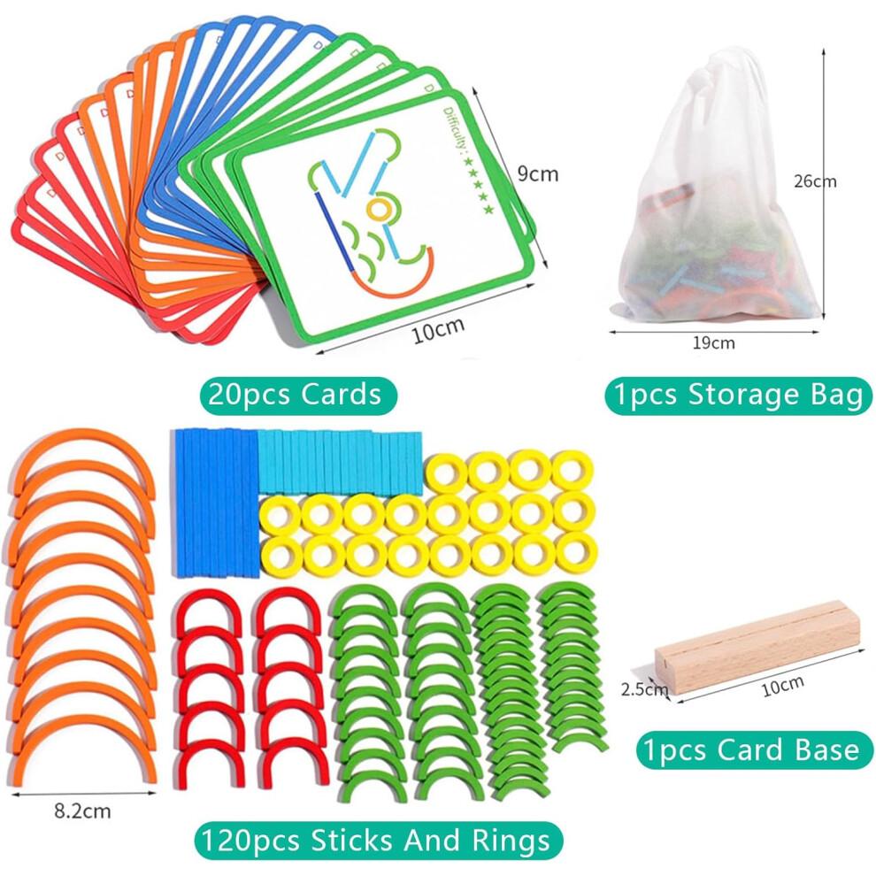 Wooden Sticks & Rings Montessori Puzzle 120pcs