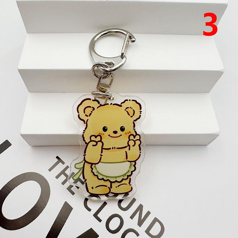 Cute Acrylic Butter Bear Keychains Bag Pendant Cartoon Keyring Jewelry Women Backpack Charms Decor Accessories
