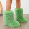 Europeiska Y2K Dam Mid-Calf Pälssnöskor - Varma, Moderiktiga, Plattbottnade Vinterstövlar
