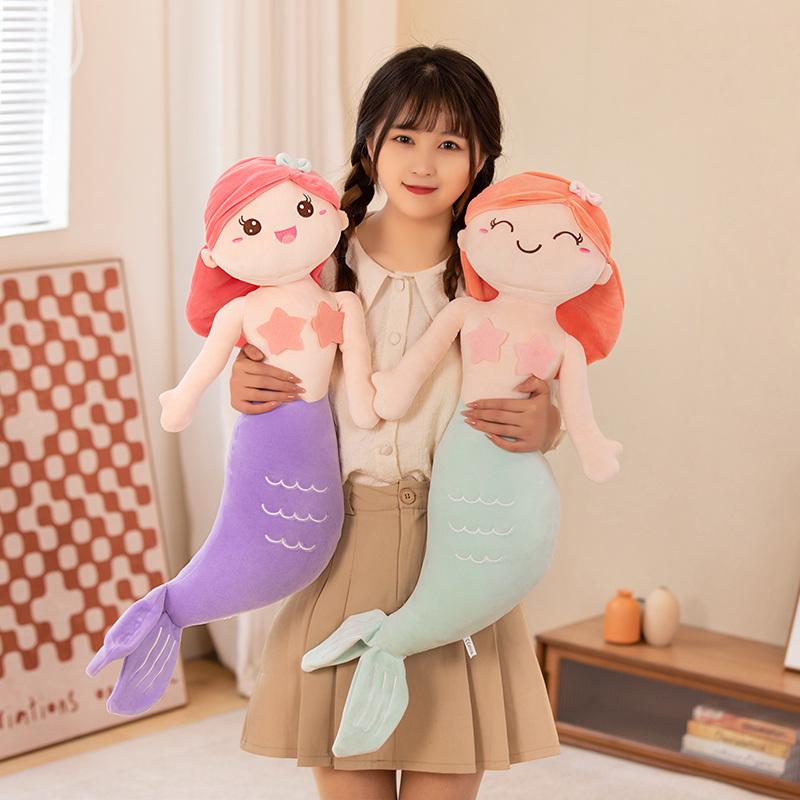 Cartoon Mermaid Doll Throw Pillow Cute Bed Plush Toy Princess Children's Day Girl Rag Doll Toy Gift Waist Child Gift