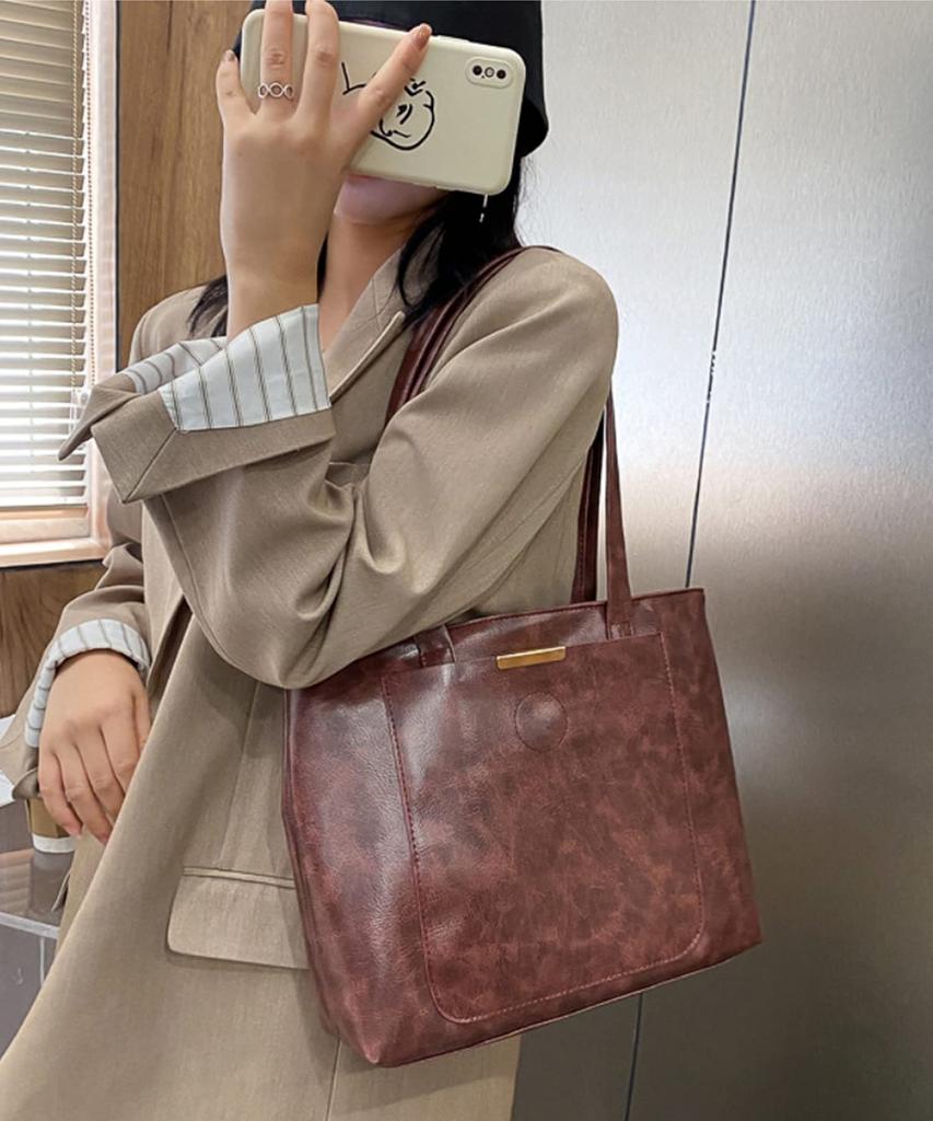 Tote bag with zipper for synthetic for basic business shoulder for shoulder synthetic sophisticated basic bag [Aimoha] women, leather, office,