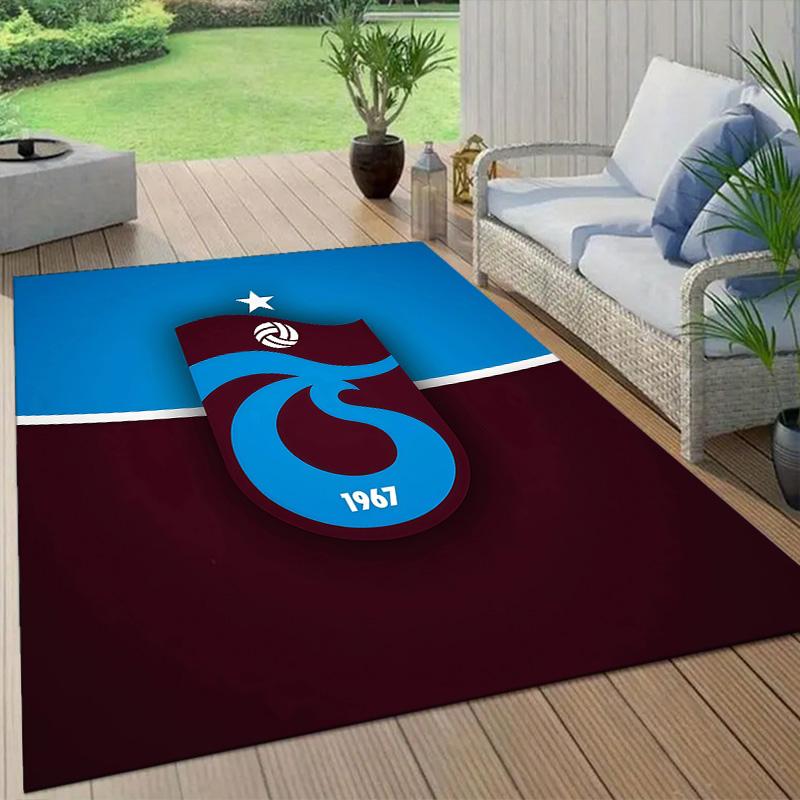 Trabzonspor Flanellmuster Quadratischer Teppich, Läufer, Teppich für Wohnzimmer Schlafzimmer Sofa Spielzimmer Dekor, Rutschfeste Fußmatte
