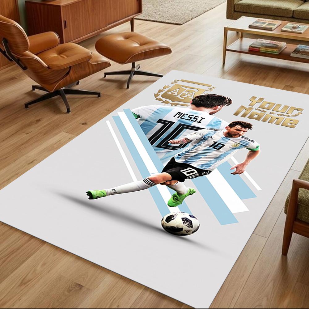 Football Messi Customize Your Name Floor Mat Design for Outdoor Study room Kitchen Decorate room Anti-slip Rug Office home decor Wedding Party Gift