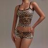 Europäisches und Amerikanisches Einfarbiges Leopardenmuster Homewear Camisole Set für Damen