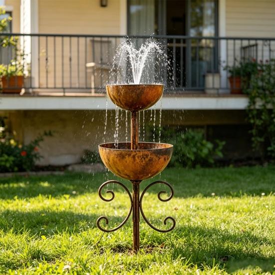 2 Katlı Yağmur Yakalayıcı Bahçe Kazığı, Metal Bahçe Yağmur Toplayıcı, Paslanmaz Kaplamalı Dekoratif Bahçe Süsü, Ev İçin Eğlenceli Dış Mekan Veranda Dekorasyonu