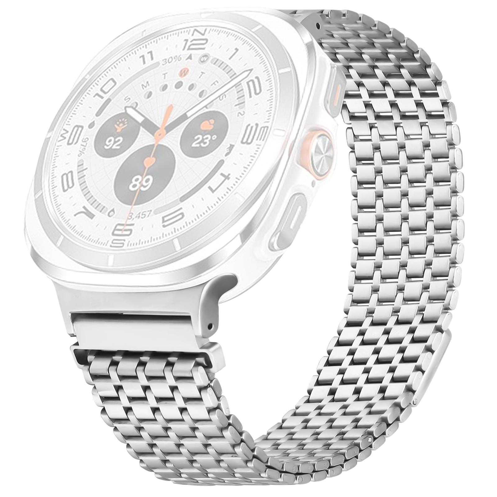 

Metal Bands for Samsung Galaxy Watch8 44mm/40mm/Watch8 Classic 46mm Magnetic Clasp Silver Watch Strap A