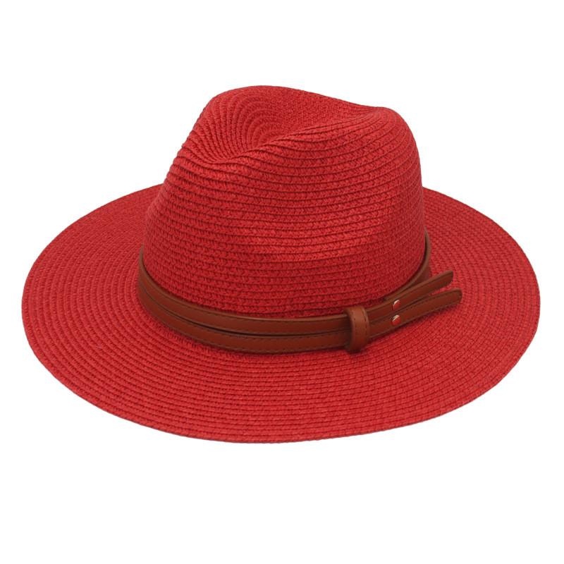 

Panama Hat With Yellow Belt Summer Breathable Straw Sun Hat For Beach And Casual Wear Style 1