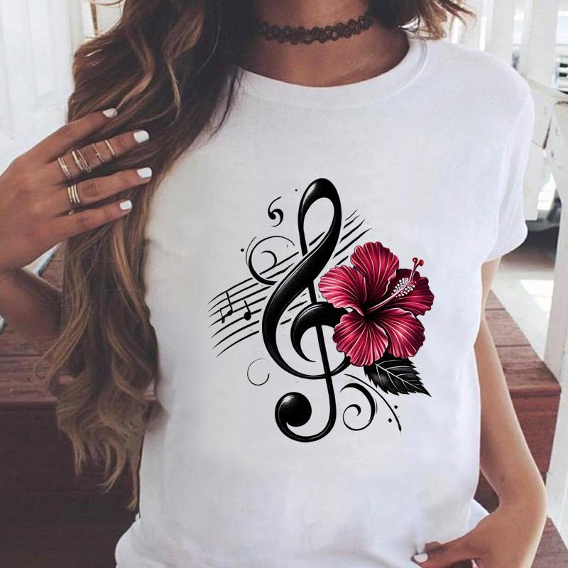 (Asian Size) trend watercolor flower style Graphic Tee Female Casual  Fashion T Clothing Women's Top Print Short Sleeve T-shirts