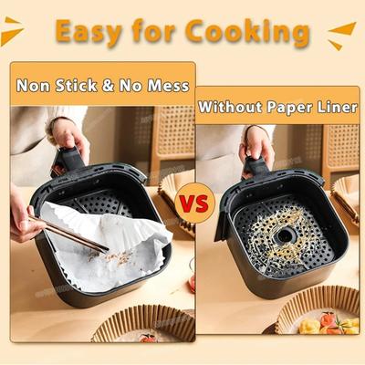 50pcs  Air Fryer Disposable Paper Non-Stick Airfryer Baking Papers Round Air-Fryer Paper Liners Paper Kitchen Accessories