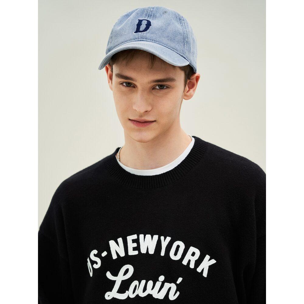 8Seconds Wool Blend Chain Stitch Lettering Knit Pullover Black Black/M